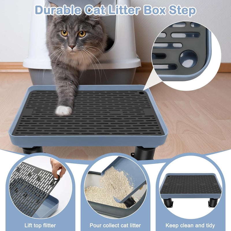 Catcan Adjustable Cat Litter Box Ramp, Detachable Elevated Cat Litter Box Step, Double Layered Stable Trapper with Filter Function Suit for Small & Elderly Cats(14.7”x10”x2”) - Image 4